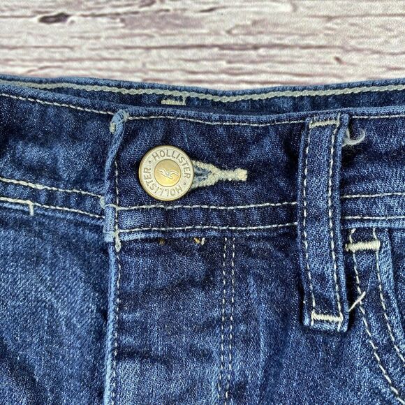 Hollister Ultra High‎ Rise Button Fly Jean Shorts Blue Women Size 00 Pre-Owned - Picture 4 of 11